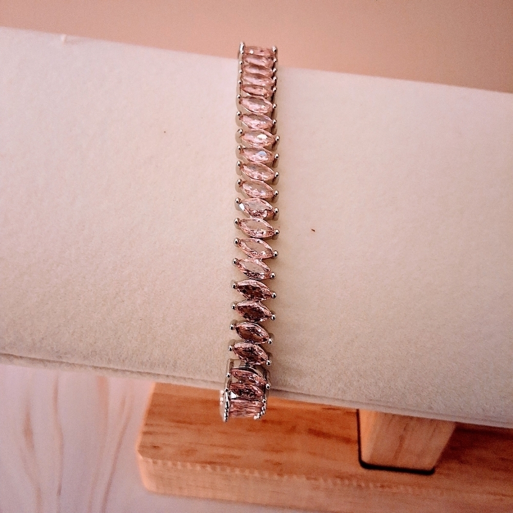 Pretty Bird 18K White Gold Plated Pink Crystal Bracelet - Picture 10 of 16